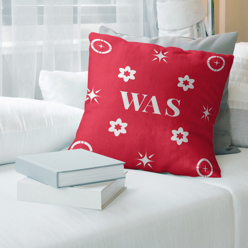 Washington Basketball Colours Cotton Twill Pillow, Washington White/Red/White, 26" H x 26" W