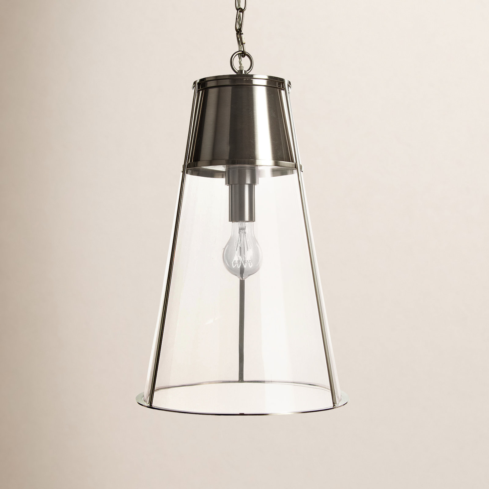 Dunecrest Single Light Glass Dimmable Pendant, Silver