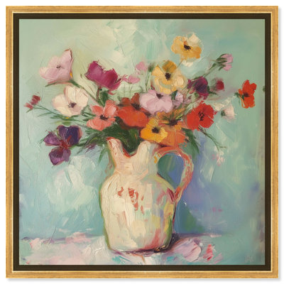 Pichet de fleurs printanières sur toile, vase à fleurs Glam Art par Art Remedy