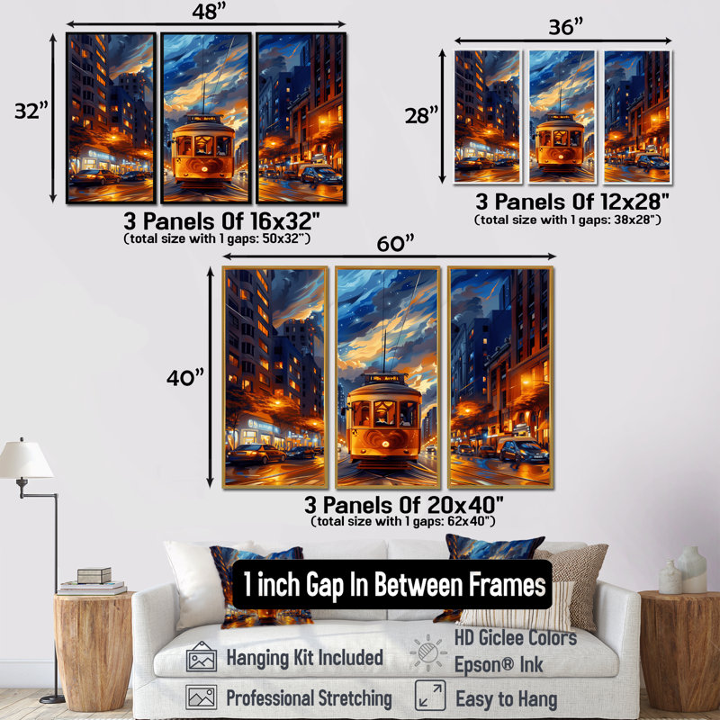 «Solal - City Buildings», ensemble de reproductions d'art mural, Toile avec cadre flottant noir, H 32 po x l 16 po x P 1 po