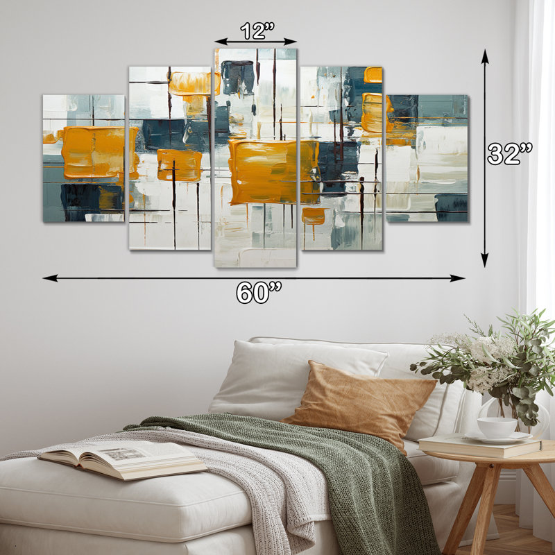 Squared Ceremony Abstract Expressionism II - Abstract Canvas Art Print - 5 Panels