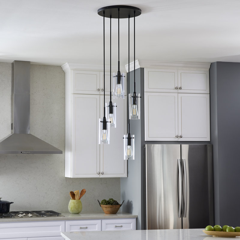Angelina 5 - Light Cluster Pendant, Black, Smoked