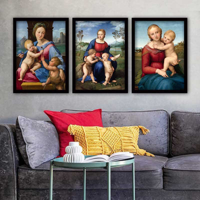 Superbe ensemble de peintures décoratives encadrées (3 pièces) de 21,7 po x 29,5 po chacune | Cadre 100% bois avec polystyrène de 0,8 pouce | Impression numérique UV | Parfait pour la décoration murale de salon, de bureau et de galerie