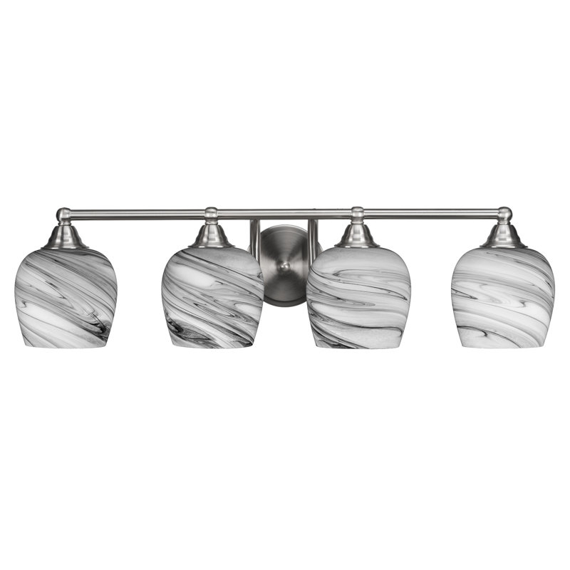 Barre d'éclairage de salle de bain 4 lumières Michell, Nickel brossé