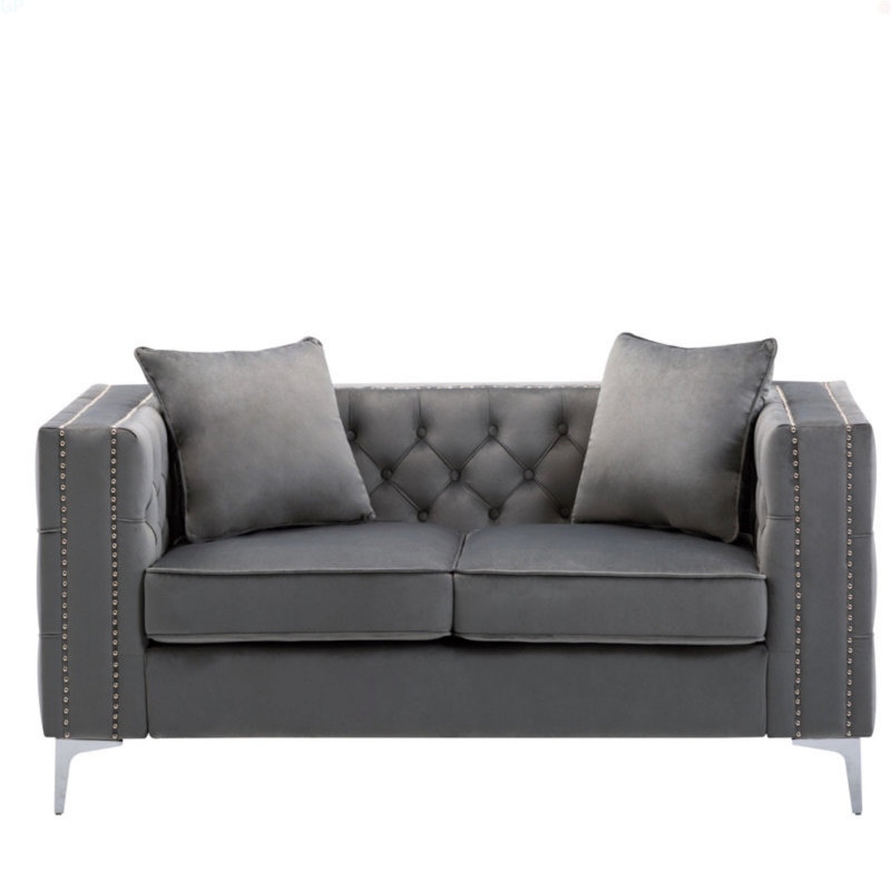 Causeuse en velours gris Lorreto