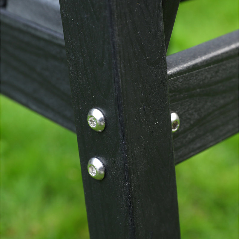 Table de salle à manger noire pour la terrasse, pour 4 à 6 personnes, trou de parasol, texture grain de bois, et barbecues rectangulaires d'une largeur de 6,7 po, matériau, poids de 93,2 lb