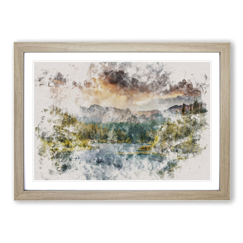Forest and Lake Vol.4 - Picture Frame Painting, 27cm H x 36cm W x 2cm D, Oak