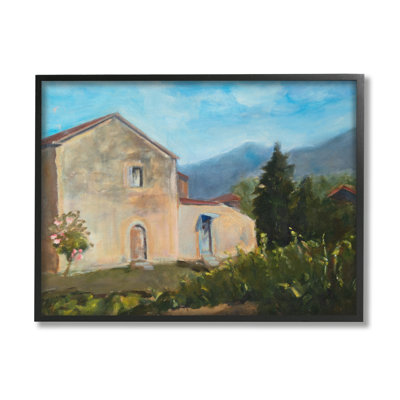 «Traditional Vineyard Villa Landscape Tall Trees Mountain Range» par Susanne Marie - Peinture