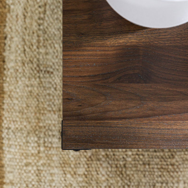 Larenda End Table with Open Storage Shelf, Dark Walnut