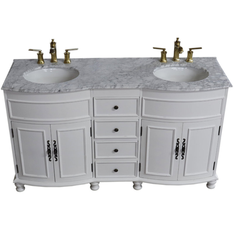 Ensemble de meuble-lavabo double 62 po Huseby, Blanc antique