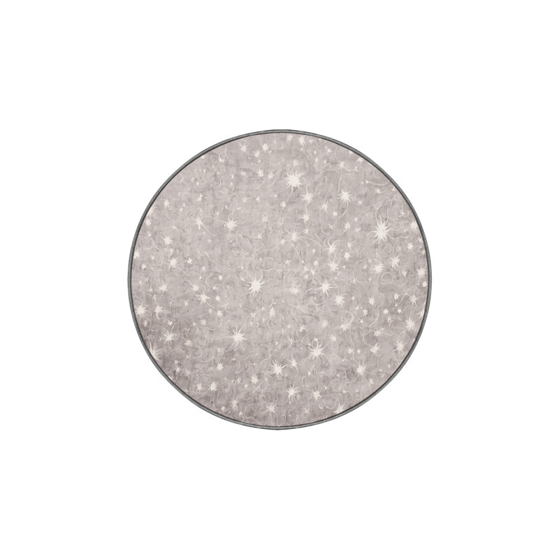 Tapis gris soyeux et moelleux, Rond 6 pi