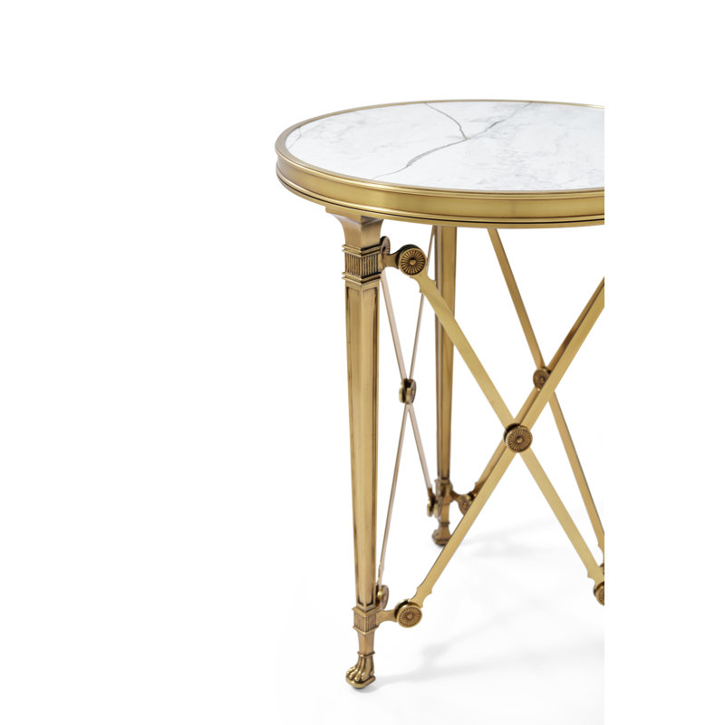 Spencer London End Table, Cannes Brass/Gray, 22" H x 18" W x 18" D