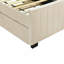Lit plateforme tapissier simple en velours avec lit gigogne simple, beige