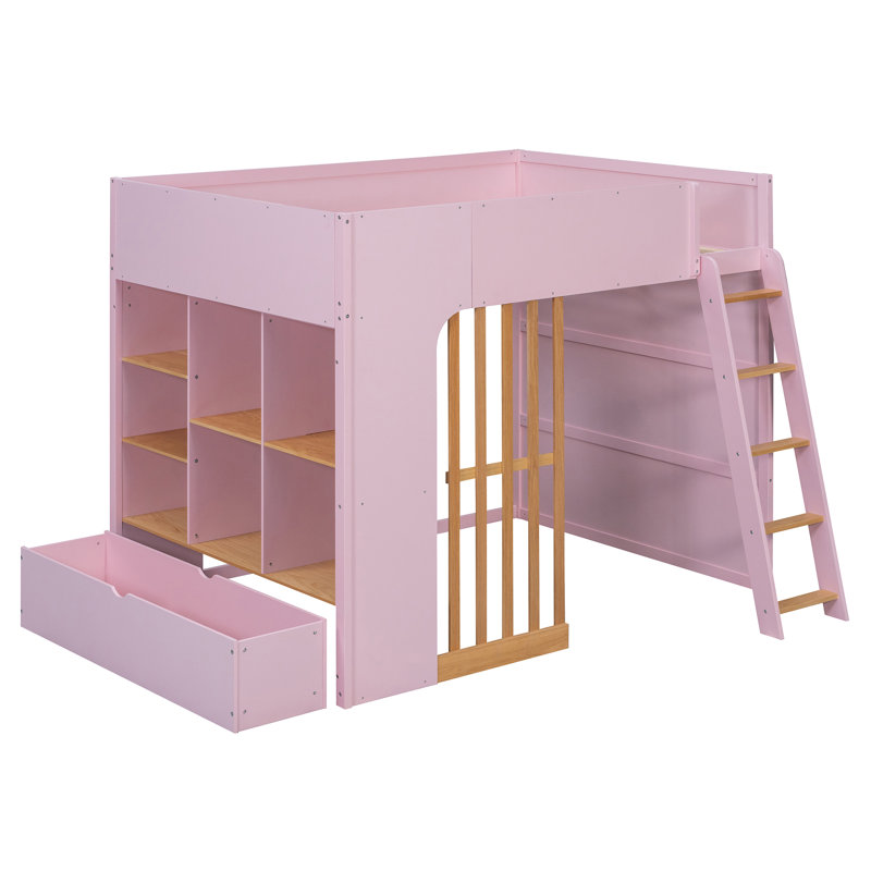Kids Loft Bed, Full, Rose