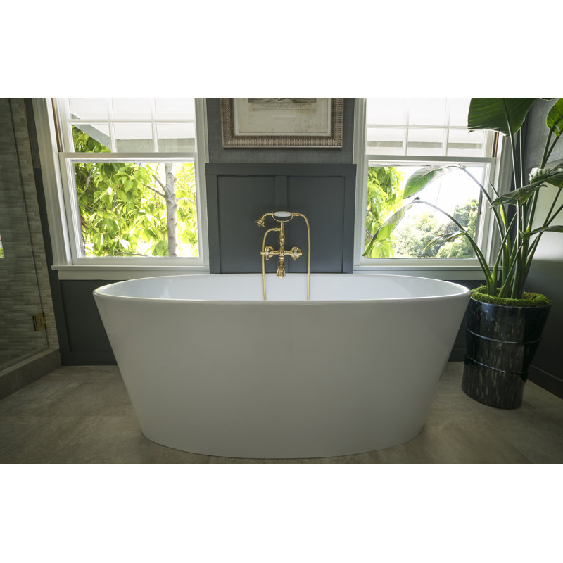 Newbury 66'' x 31'' Air Solid Surface Bathtub, Glossy White