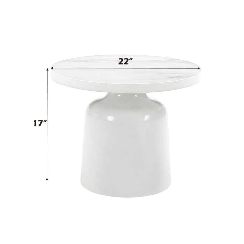 Table de bout en marbre et finition brillante Zaid, durable et élégante pour les espaces de vie modernes
