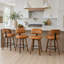 Tabouret de bar rembourré Oundle de style moderne du milieu du siècle avec dossier en bois incurvé et repose-pieds en métal (ensemble de 4)-531413510-531413509