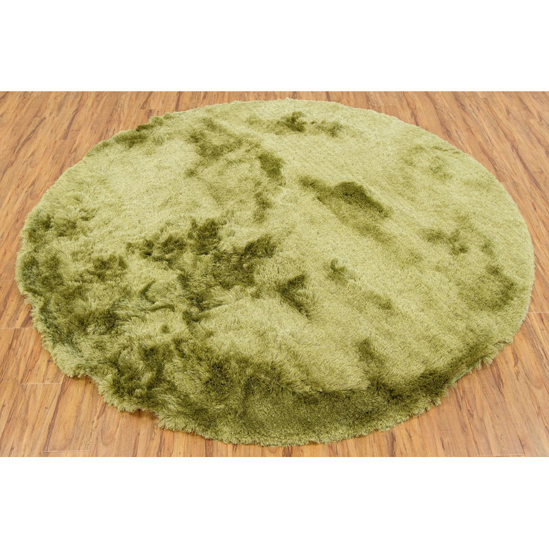 Naya Hand Loomed Modern Area Rug in Green Mix, Round 7'9"