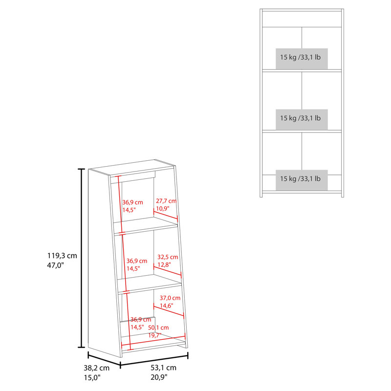 Black 47" Three Bookcase - Functional Storage For Living Rooms & Bedrooms In Elegant Homes