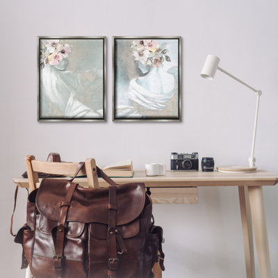 Female Figure  Floral Pose 2 PC Framed Floater Canvas Set by Carol Robinson