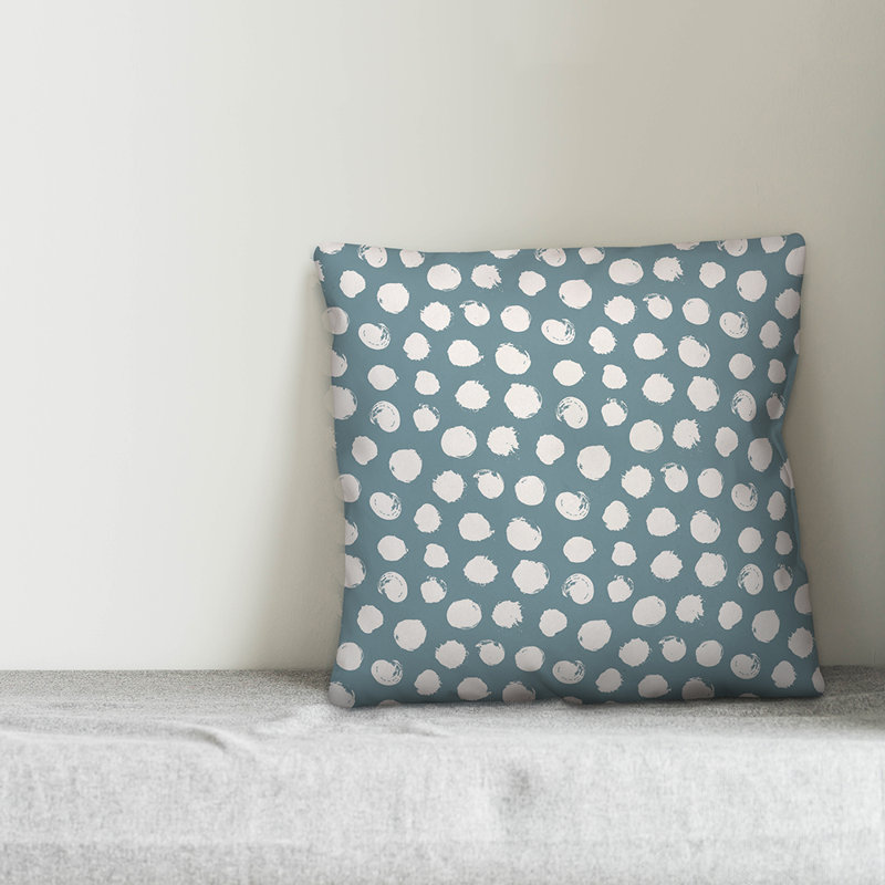 Polka Dots Reversible Throw Pillow, 16" x 16", Blue/White Polka Dots 1