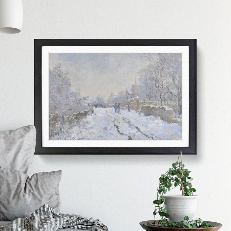 Snow at Argenteuil by Claude Monet - Picture Frame Painting, Black Framed, 36cm H x 48cm W x 2cm D