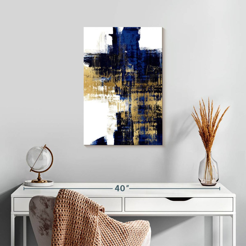 Avery Dynamic Gold On Blue II, 24" H x 16" W