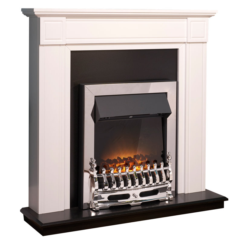 Adam 100cm W Electric Fireplace with 6824.28 BTU, Satin/Chrome