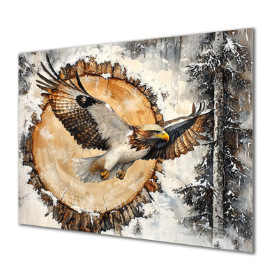 «Eagle Spirit of the Wind In Winter Forest II», décoration murale en métal aigle