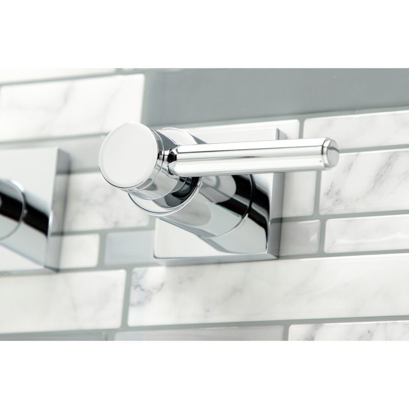 Kingston Brass Concord Two-Handle 3-Hole Wall Mount Roman Tub Faucet, Polished Chrome