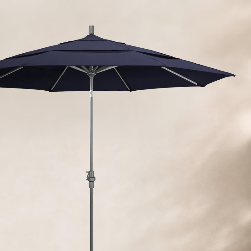 Parasol de marché Broadmeade octogonal Sunbrella, Gris martelé, Toile bleu marine Sunbrella®