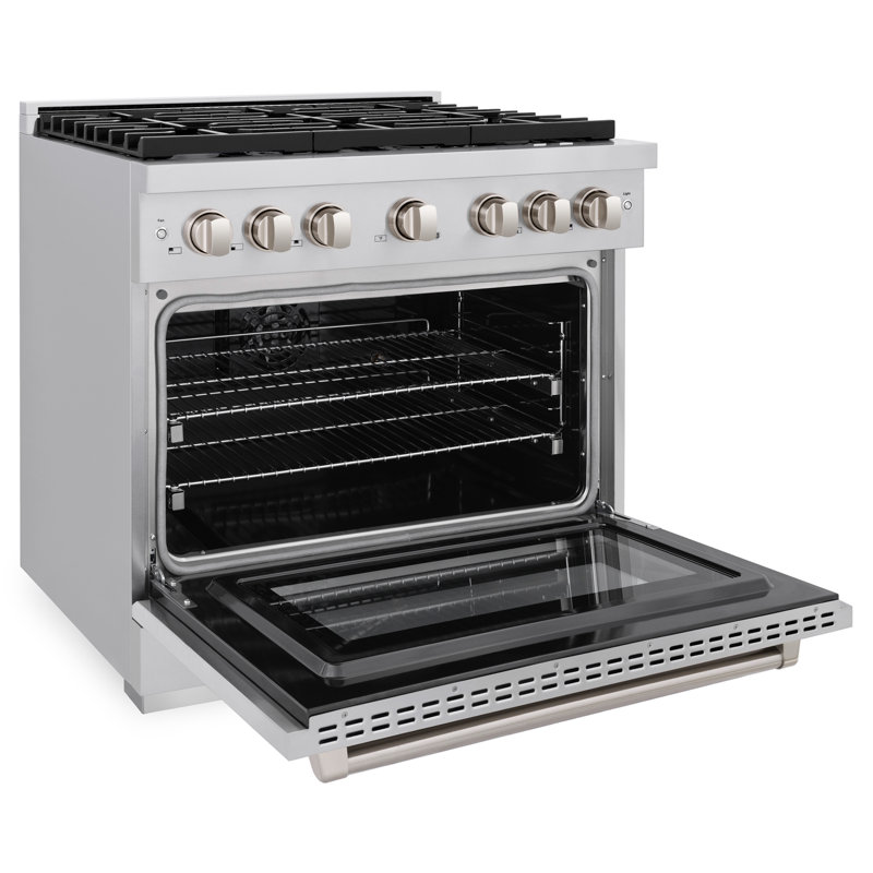 ZLINE 36 in. 5.2 cu. ft. Paramount Dual Fuel Range W/ 6 Burner Gas Cooktop & Electric Convection Oven in Stainless Steel (SDR36)