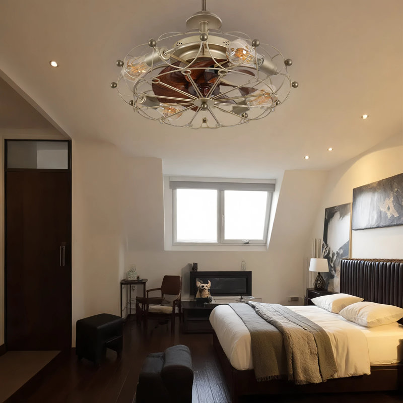 Restez au frais et élégant tout au long de l'année: ventilateur de plafond en cage de 20 po avec télécommande et éclairage intégré