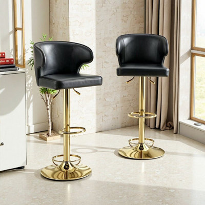 Ensemble de 2 chaises de bar rotatives réglables avec dossier en cuir PU d'une capacité de 300 lb