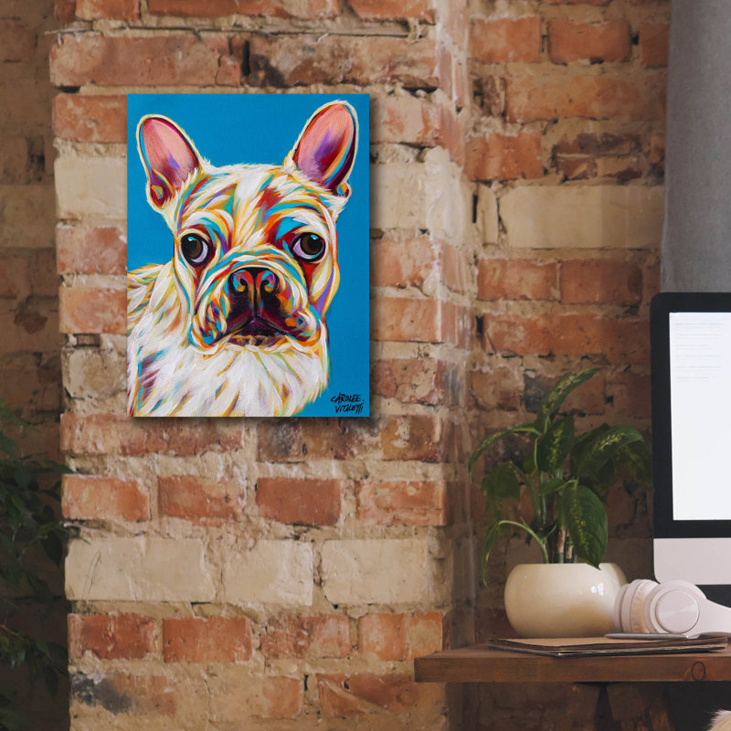 «Nosy Dog 3» par Carolee Vitaletti, art mural sur toile, H 16 po x l 12 po x P 0,75 po