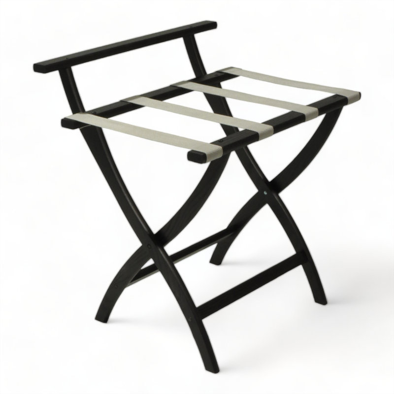 Porte-bagage en bois, gris, Noir