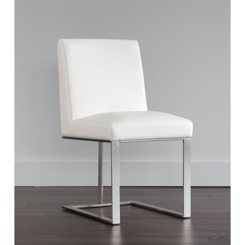 Dean Leather Dining Chair, Black Faux Leather, Antique Brass