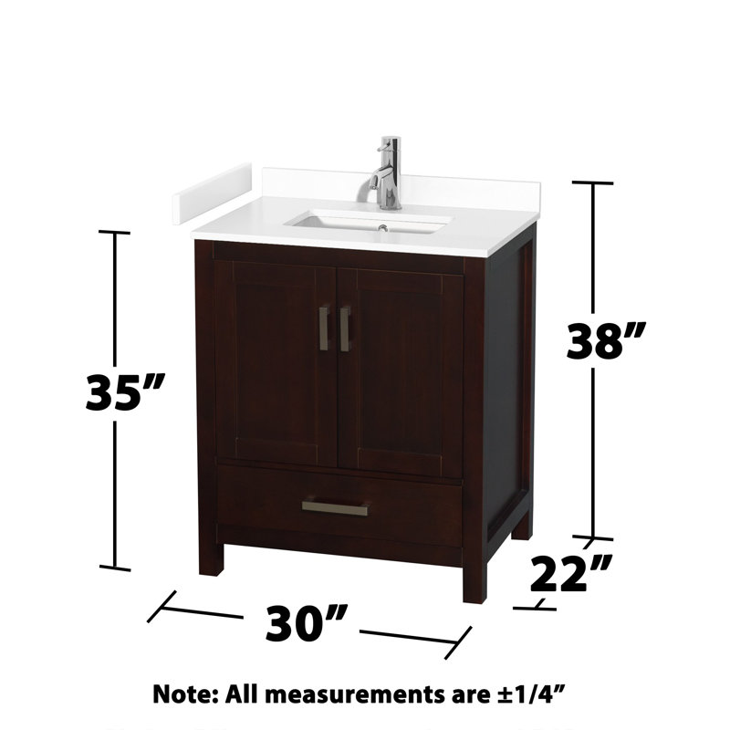 Sheffield 30" No Mirror Bathroom Vanity Set, Carrara Cultured Marble, Espresso, 30"