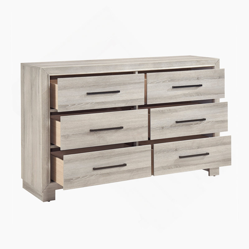 Commode à six tiroirs, commode en bois pour chambre à coucher