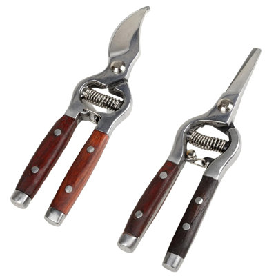 Professional Pruning Shears 2 Pack, Ultra Sharp High-Carbon Steel Blades
