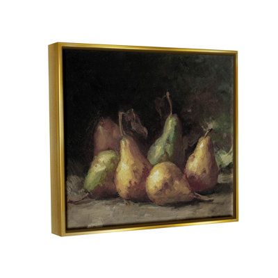 «Classic Pears Still Life», art mural encadré flottant doré par lettres et doublées