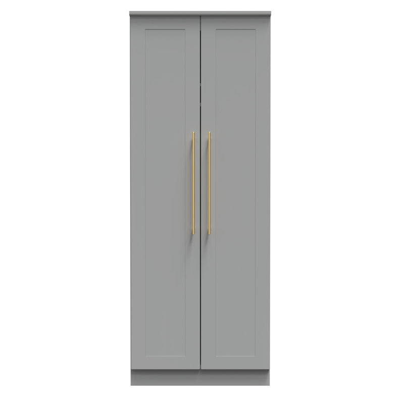 Fully Assembled 2 Door Wardrobe+, Grey Matt Veneer