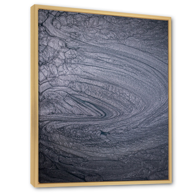 Art mural sur toile luxueux gris fluide et moderne III, H 24 po x l 36 po x P 1 po, Cadre flottant brun