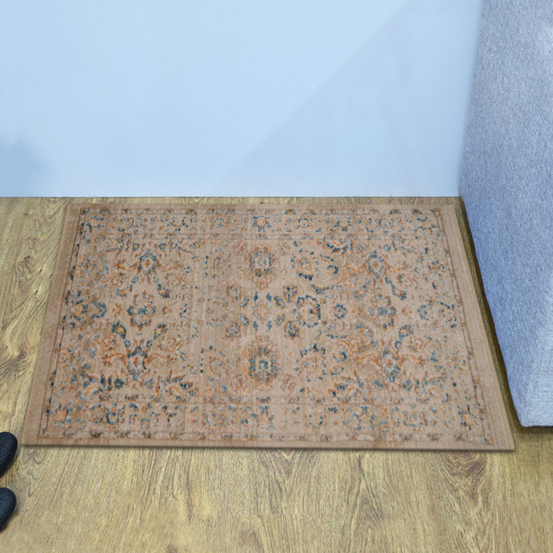 MACHINE MADE POLYESTER AREA RUGS - Rectangle | Ivory Color, Oriental Design, Low Pile Machine Made Area Rugs for Living Room, Bed Room