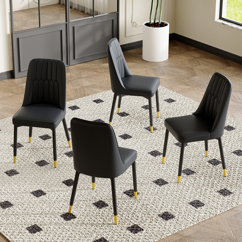 Ensemble de chaises de salle à manger Modern, 4, Noir, Noir
