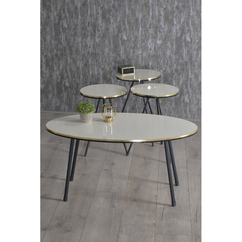 Mordecai Living Room Table Set, Cream White