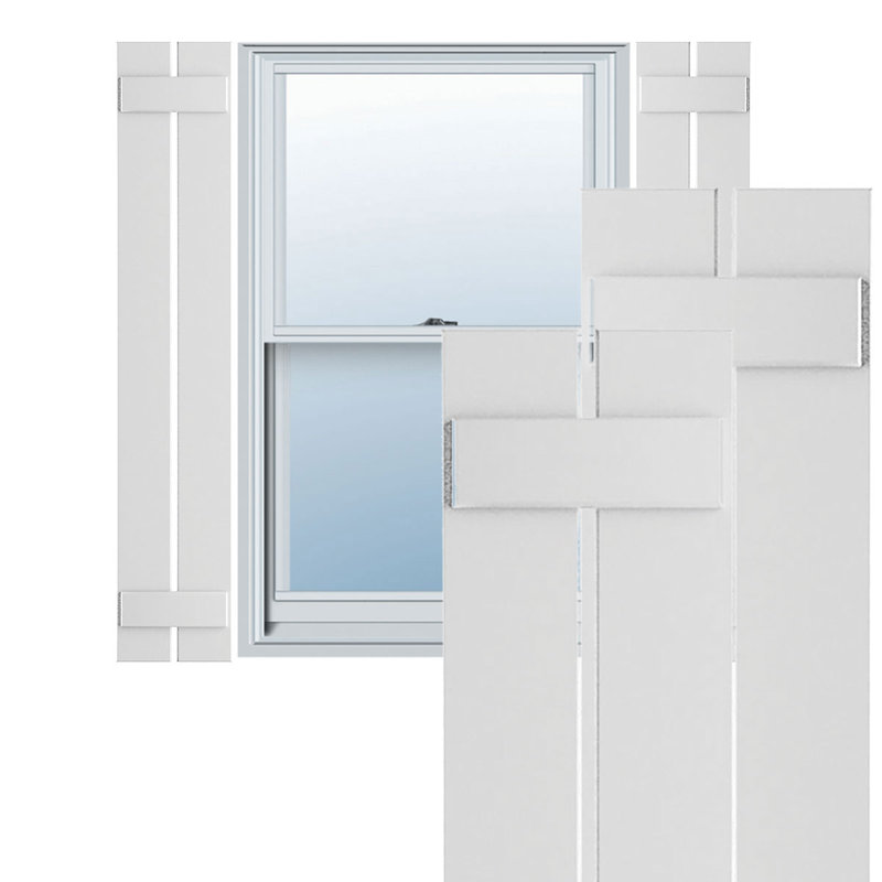 Volets en PVC True Fit à deux planches espacées, Blanc, H 35 po x l 11,25 po x P 0,625 po