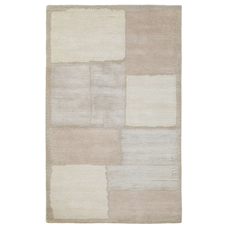 Hand Tufted Wool Colorblock Indoor Area Rug, Rectangle 7'6" x 9'6"