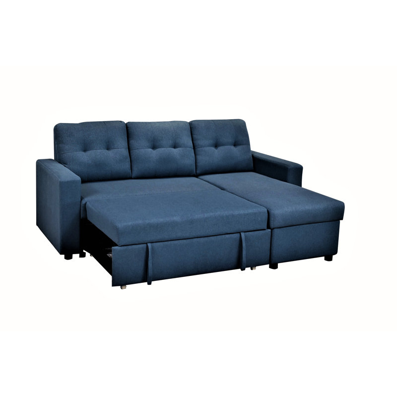 Canapé-lit en L bleu, canapé modulaire convertible 3 places pour la chambre à coucher, Polyester bleu