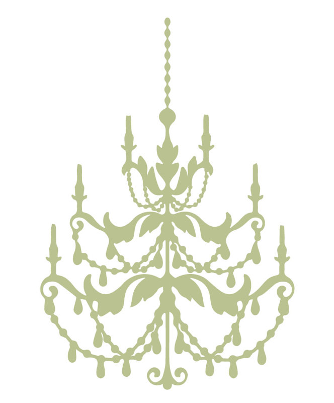 Décalcomanie murale lustre française, Céladon, H 24 po x l 16 po x P 0,01 po